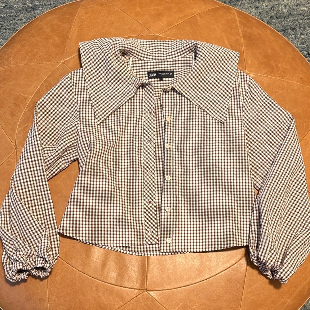 Zara women’s Checkered Shirt - Brown and White